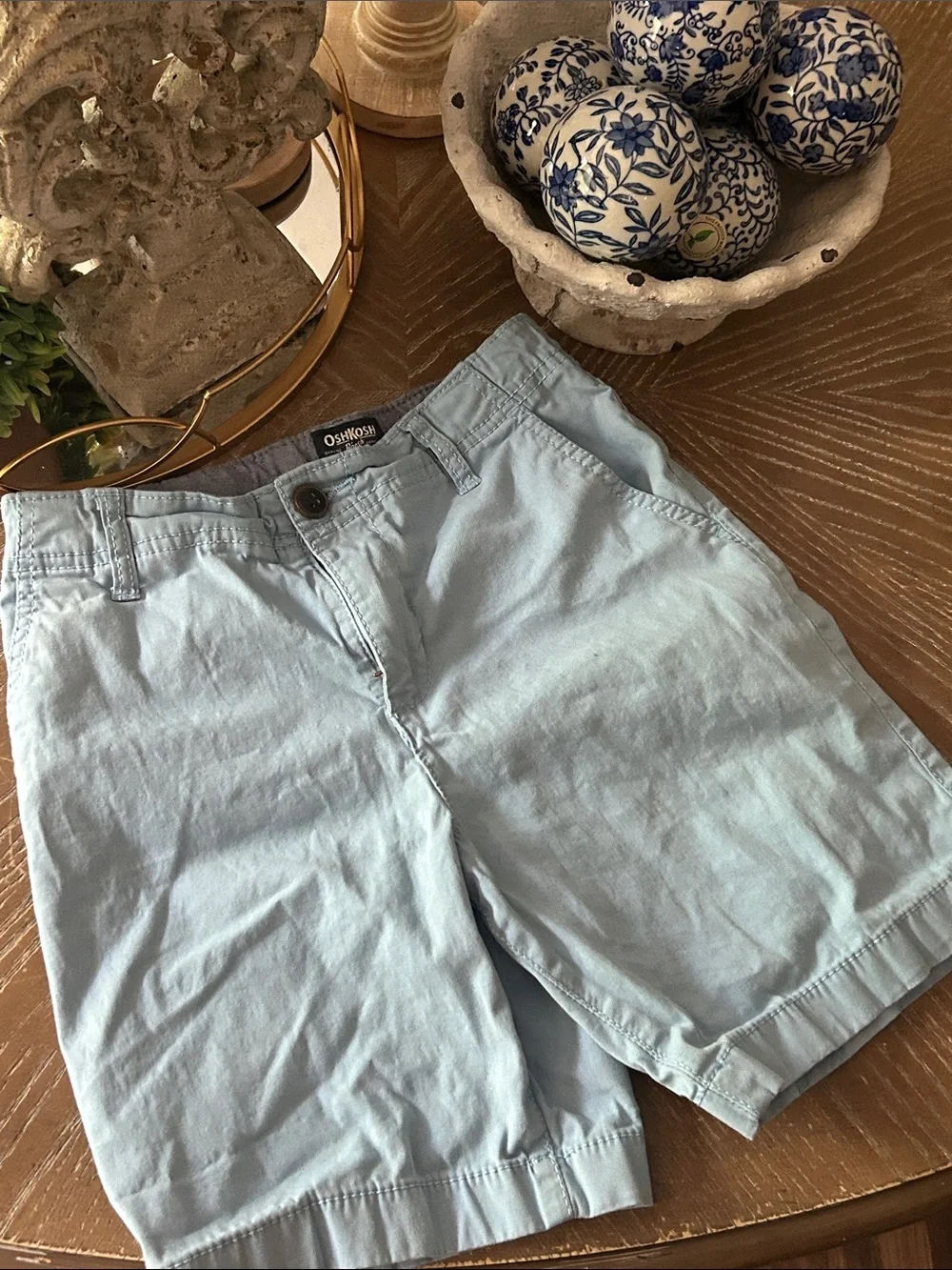 OshKosh B'gosh Light Blue Boys Cotton Chino Flat-Front Shorts Size 8